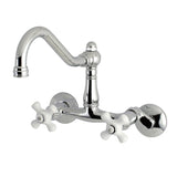 Vintage Double-Handle 2-Hole Wall-Mount Bridge Kitchen Faucet