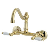 Vintage Double-Handle 2-Hole Wall-Mount Bridge Kitchen Faucet