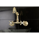 Vintage Double-Handle 2-Hole Wall-Mount Bridge Kitchen Faucet