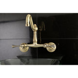 Vintage Double-Handle 2-Hole Wall-Mount Bridge Kitchen Faucet