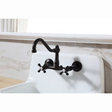 Vintage Double-Handle 2-Hole Wall-Mount Bridge Kitchen Faucet