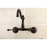 Vintage Double-Handle 2-Hole Wall-Mount Bridge Kitchen Faucet