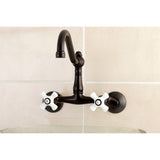 Vintage Double-Handle 2-Hole Wall-Mount Bridge Kitchen Faucet