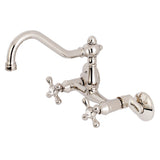 Vintage Double-Handle 2-Hole Wall-Mount Bridge Kitchen Faucet