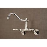 Vintage Double-Handle 2-Hole Wall-Mount Bridge Kitchen Faucet