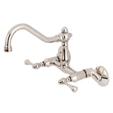 Vintage Double-Handle 2-Hole Wall-Mount Bridge Kitchen Faucet