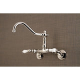 Vintage Double-Handle 2-Hole Wall-Mount Bridge Kitchen Faucet