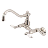 Vintage Double-Handle 2-Hole Wall-Mount Bridge Kitchen Faucet