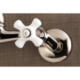 Vintage Double-Handle 2-Hole Wall-Mount Bridge Kitchen Faucet