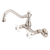 Vintage Double-Handle 2-Hole Wall-Mount Bridge Kitchen Faucet