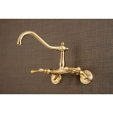 Vintage Double-Handle 2-Hole Wall-Mount Bridge Kitchen Faucet