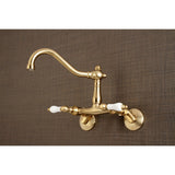Vintage Double-Handle 2-Hole Wall-Mount Bridge Kitchen Faucet