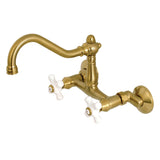 Vintage Double-Handle 2-Hole Wall-Mount Bridge Kitchen Faucet
