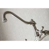 Vintage Double-Handle 2-Hole Wall-Mount Bridge Kitchen Faucet