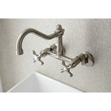 Vintage Double-Handle 2-Hole Wall-Mount Bridge Kitchen Faucet