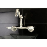 Vintage Double-Handle 2-Hole Wall-Mount Bridge Kitchen Faucet