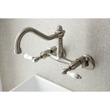 Vintage Double-Handle 2-Hole Wall-Mount Bridge Kitchen Faucet