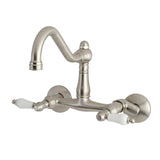 Vintage Double-Handle 2-Hole Wall-Mount Bridge Kitchen Faucet