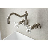 Vintage Double-Handle 2-Hole Wall-Mount Bridge Kitchen Faucet