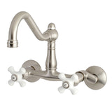Vintage Double-Handle 2-Hole Wall-Mount Bridge Kitchen Faucet