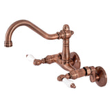 Vintage Double-Handle 2-Hole Wall-Mount Bridge Kitchen Faucet
