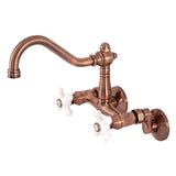 Vintage Double-Handle 2-Hole Wall-Mount Bridge Kitchen Faucet