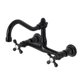 Vintage Double-Handle 2-Hole Wall Mount Bathroom Faucet