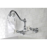 Vintage Double-Handle 2-Hole Wall Mount Bathroom Faucet