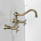 Vintage Double-Handle 2-Hole Wall Mount Bathroom Faucet