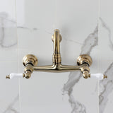 Vintage Double-Handle 2-Hole Wall Mount Bathroom Faucet