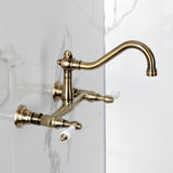 Vintage Double-Handle 2-Hole Wall Mount Bathroom Faucet