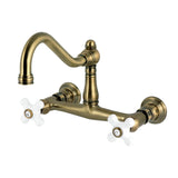 Vintage Double-Handle 2-Hole Wall Mount Bathroom Faucet