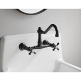 Vintage Double-Handle 2-Hole Wall Mount Bathroom Faucet