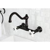 Vintage Double-Handle 2-Hole Wall Mount Bathroom Faucet