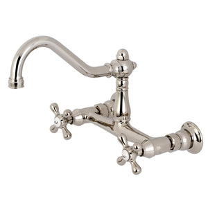 Vintage Double-Handle 2-Hole Wall Mount Bathroom Faucet
