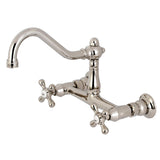 Vintage Double-Handle 2-Hole Wall Mount Bathroom Faucet