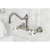 Vintage Double-Handle 2-Hole Wall Mount Bathroom Faucet