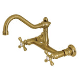 Vintage Double-Handle 2-Hole Wall Mount Bathroom Faucet