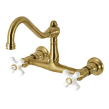 Vintage Double-Handle 2-Hole Wall Mount Bathroom Faucet