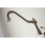 Vintage Double-Handle 2-Hole Wall Mount Bathroom Faucet