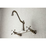 Vintage Double-Handle 2-Hole Wall Mount Bathroom Faucet
