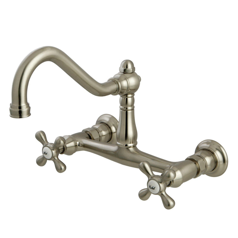 Vintage Double-Handle 2-Hole Wall Mount Bathroom Faucet
