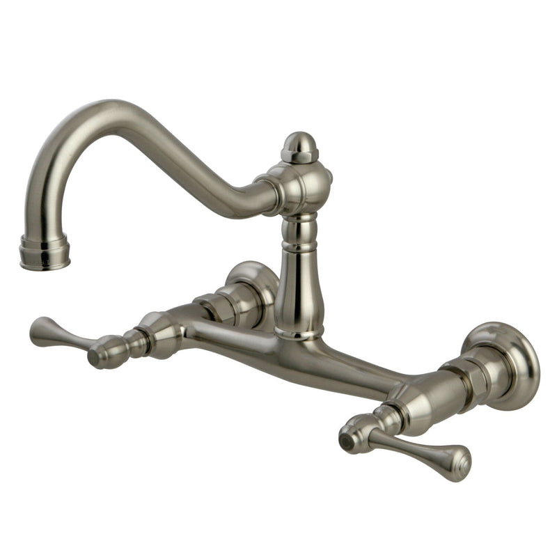 Vintage Double-Handle 2-Hole Wall Mount Bathroom Faucet