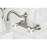 Vintage Double-Handle 2-Hole Wall Mount Bathroom Faucet