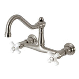 Vintage Double-Handle 2-Hole Wall Mount Bathroom Faucet