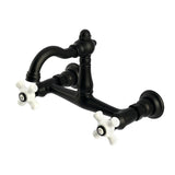 Vintage Double-Handle 2-Hole Wall-Mount Bridge Kitchen Faucet
