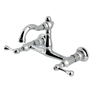 Vintage Double-Handle 2-Hole Wall-Mount Bridge Kitchen Faucet