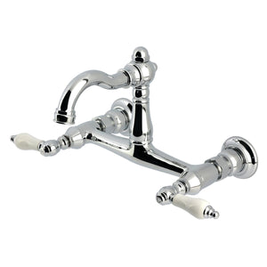 Vintage Double-Handle 2-Hole Wall-Mount Bridge Kitchen Faucet