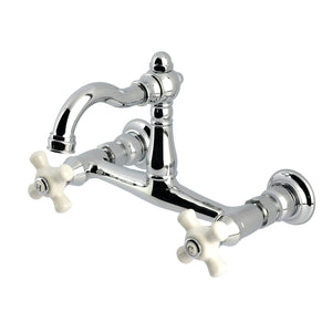 Vintage Double-Handle 2-Hole Wall-Mount Bridge Kitchen Faucet