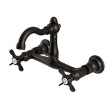 Vintage Double-Handle 2-Hole Wall-Mount Bridge Kitchen Faucet